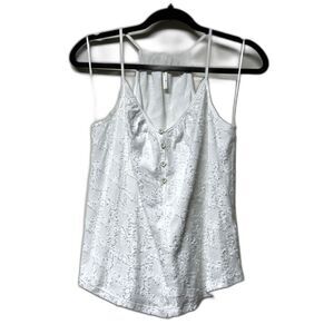 for ANTHROPOLOGIE White Eyelash Button Front Racerback Tank, Sz XS